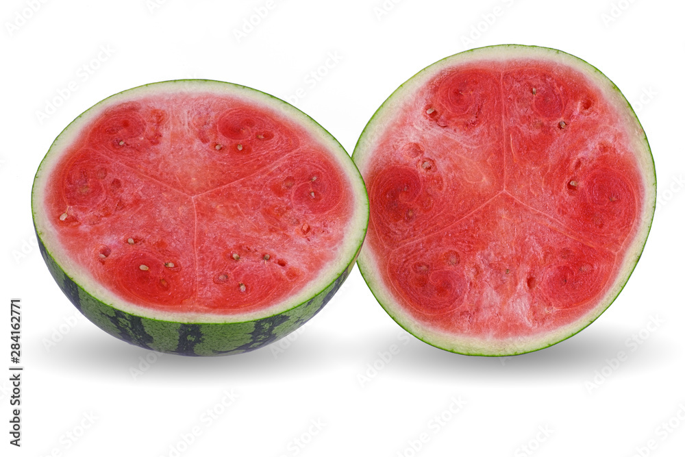 Querschnitt von einer reifen Wassermelone Querschnitt von einer reifen Wassermelone