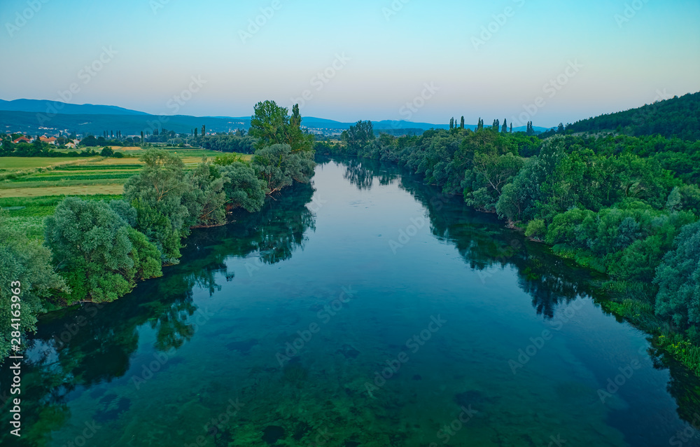 Aerial view of the river Cetina, Croatia Aerial view of the river Cetina, Croatia