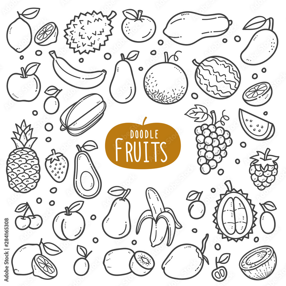 Fruits Black and White Illustration. Fruits Black and White Illustration.