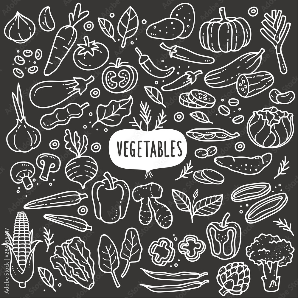 Vegetables Chalkboard Illustration.