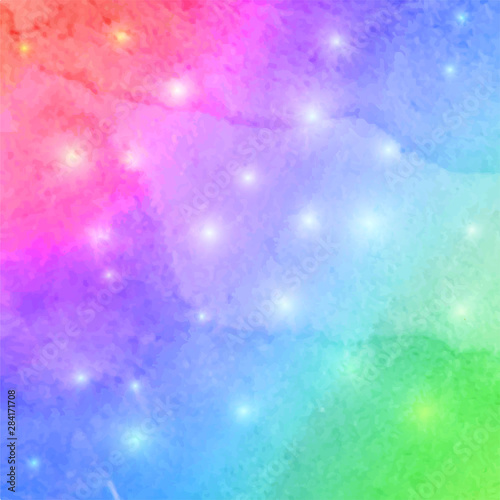 Abstract rainbow galaxy gradient watercolor texture background.