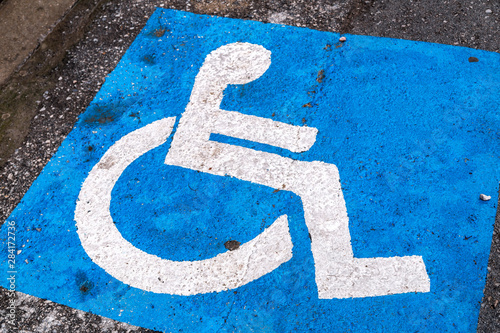 Handicaped parking icon on the street