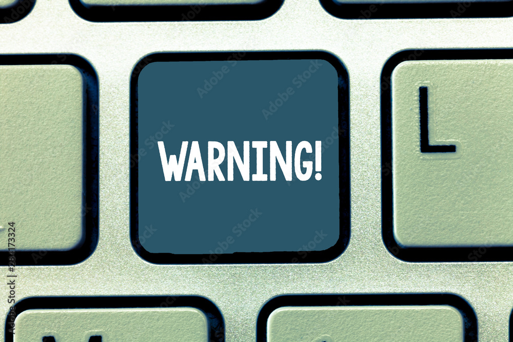 Conceptual hand writing showing Warning. Business photo showcasing statement or event that warns of something or serves as example Keyboard Intention to create computer message keypad idea Conceptual hand writing showing Warning. Business photo showcasing statement or event that warns of something or serves as example Keyboard Intention to create computer message keypad idea