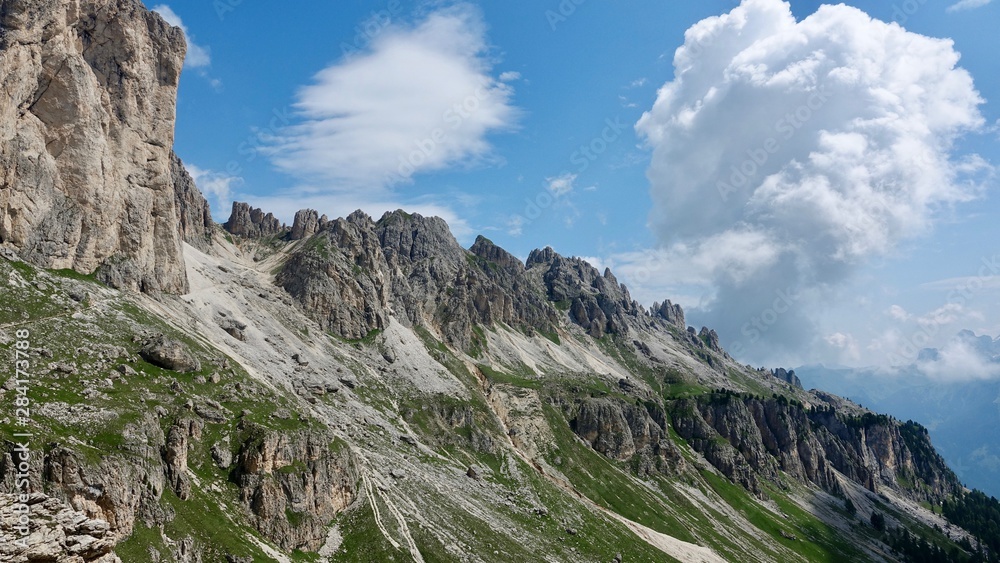 Obraz premium Wanderung im Rosengarten, Dolomiten Südtirol, Hochgebirge