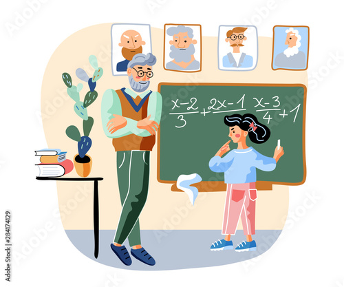 Mathematics subject flat vector illustration