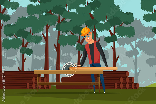 Carpenter flat vector illustration