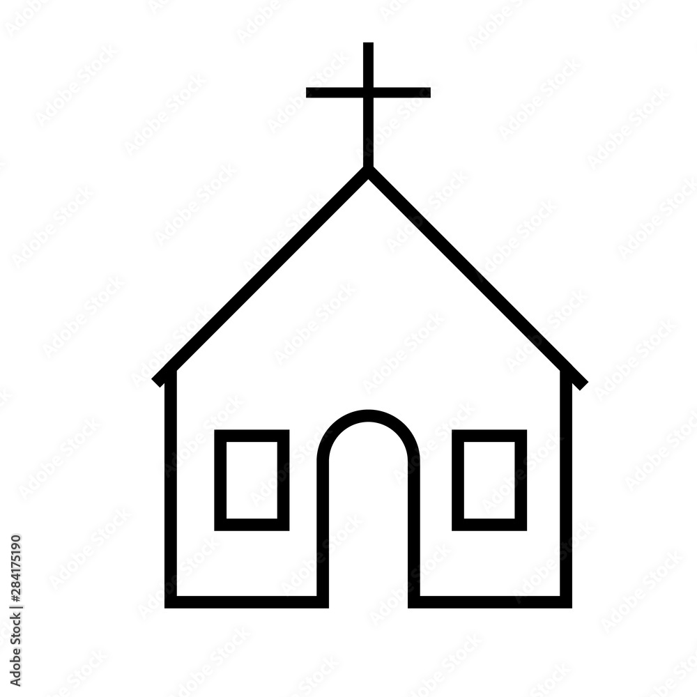 Church line icon, logo isolated on white background