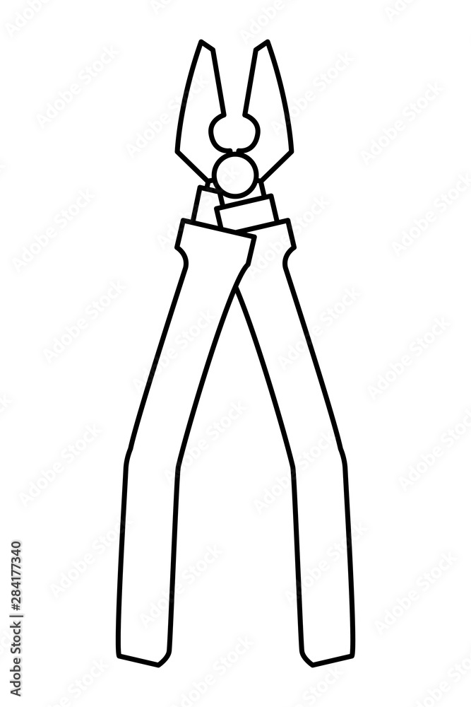 Plier construction tool symbol isolated in black and white Plier construction tool symbol isolated in black and white