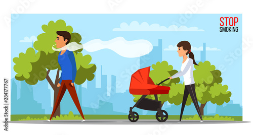 Stop smoking flat vector banner template