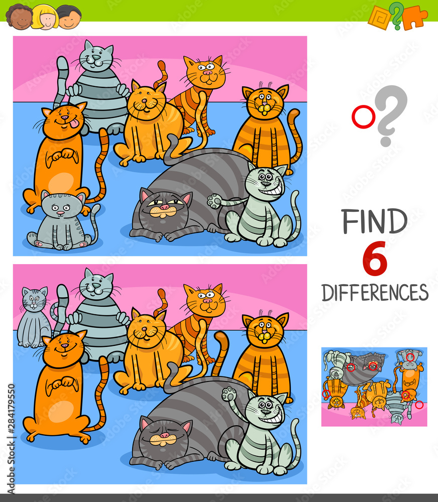 differences game with cats characters
