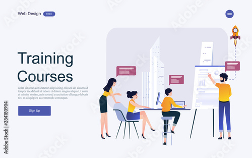 Modern flat design concept of education for website banner and landing page template.Online education, training and courses, learning. Vector illustration.