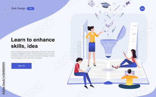 Modern flat design concept of education for website banner and landing page template.Online education, training and courses, learning. Vector illustration.