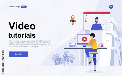 Modern flat design concept of education for website banner and landing page template.Online education, training and courses, learning. Vector illustration.