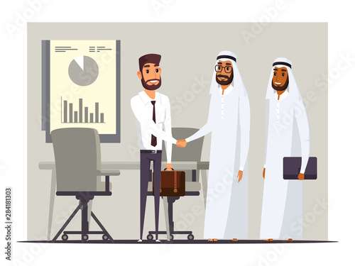 International business partnership illustration