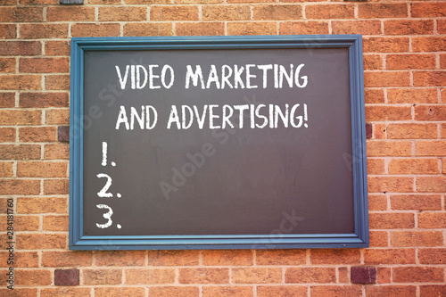 Word writing text Video Marketing And Advertising. Business concept for Promotion campaign optimization strategy © Artur