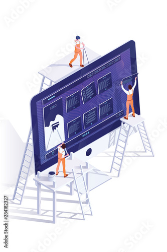 Web development flat banner vector template