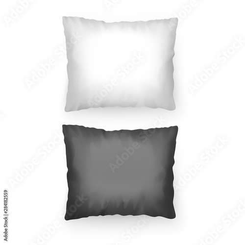 Set of Realistic pillows of black and white colors template for your patterns or design, Vector illustration