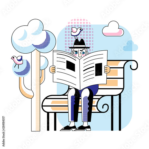 Detective spying flat vector illustration