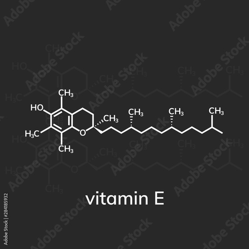 Vitamin E or alpha-tocopherol chemical formula