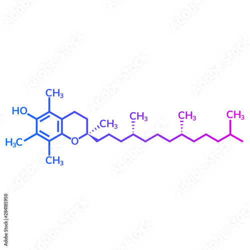Vitamin E or alpha-tocopherol chemical formula