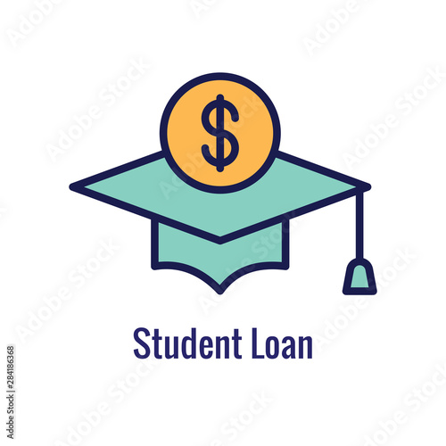 Student Education Icon with imagery depicting the education process and payment