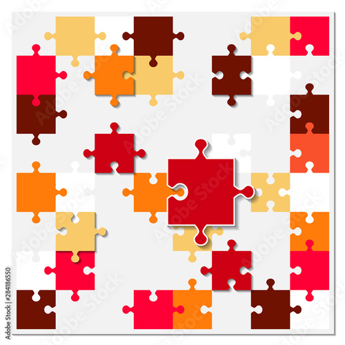 Abstract background from bright puzzle pieces. The composition is an unfinished puzzle.