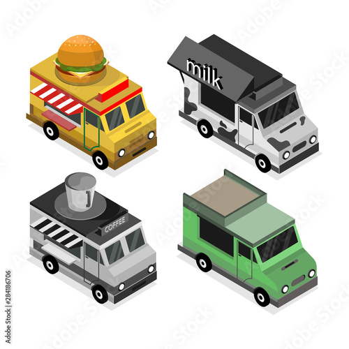 food truck isometric vector
