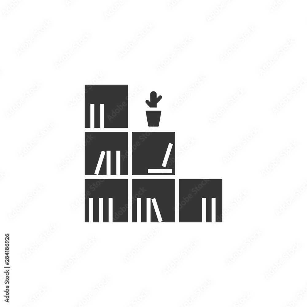Book shelves, case icon. New trendy book shelves vector illustration symbol. eps file.