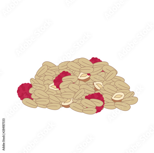 granola muesli raspberries nuts proper nutrition vector