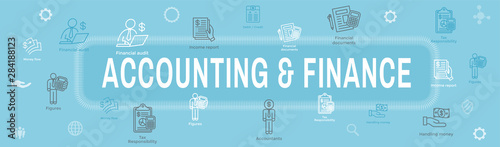 Accountant or Accounting Icon Set & Web Header Banner