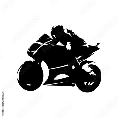 Canvas Print Road motorcycle racing, isolated vector silhouette, ink drawing