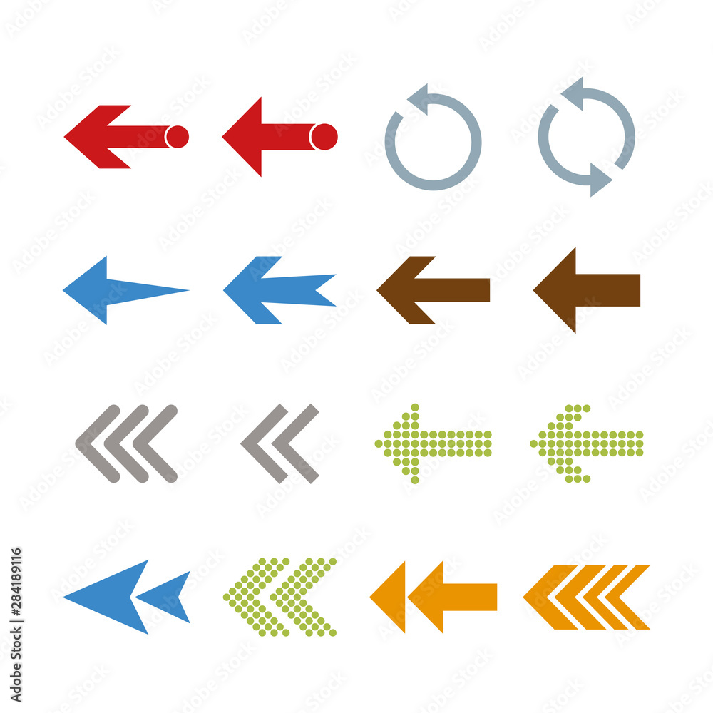 Arrow icon set. Vector illustration, flat design. Arrow icon set. Vector illustration, flat design.
