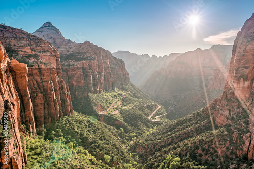 Zion-mount Carmel highway Scenic road on Zion national park, view from Canyon Overlook, Utah