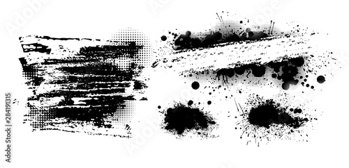 Black spots of paint on a white background. Vector