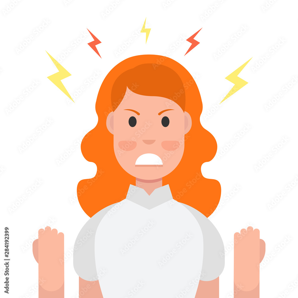 Anger. The evil woman expresses his negative emotions. Vector illustration. Anger. The evil woman expresses his negative emotions. Vector illustration.