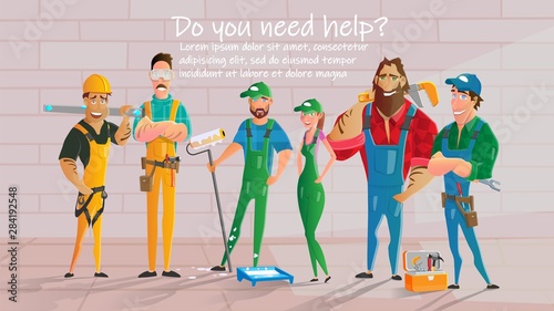 Home Construction or Repair Service Vector Poster