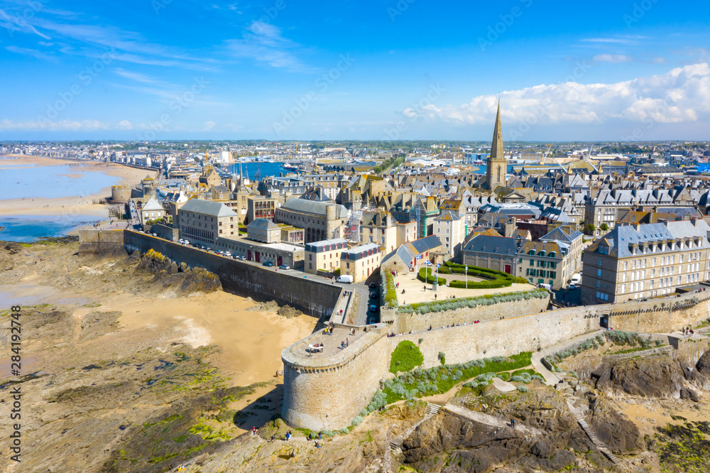 Beautiful view of the city of Privateers - Saint Malo in Brittany, France