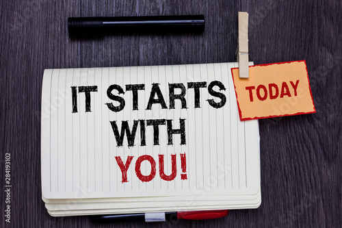 Wall Mural Handwriting text writing It Starts With You