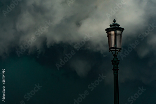 streetlight in storm