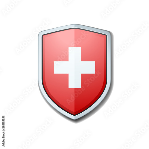 Swiss or Medical Shield label illustration