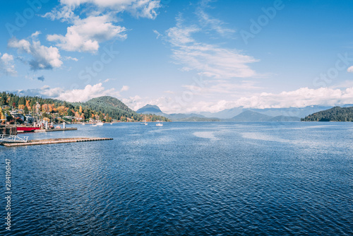 On the docks of Gibson's British Columbia looking into the sea.