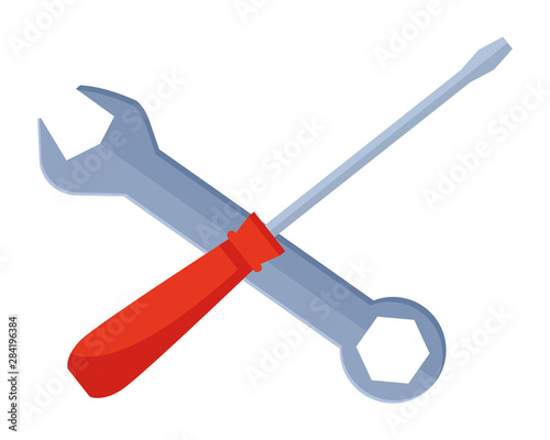 Construction tools crossed cartoon symbol