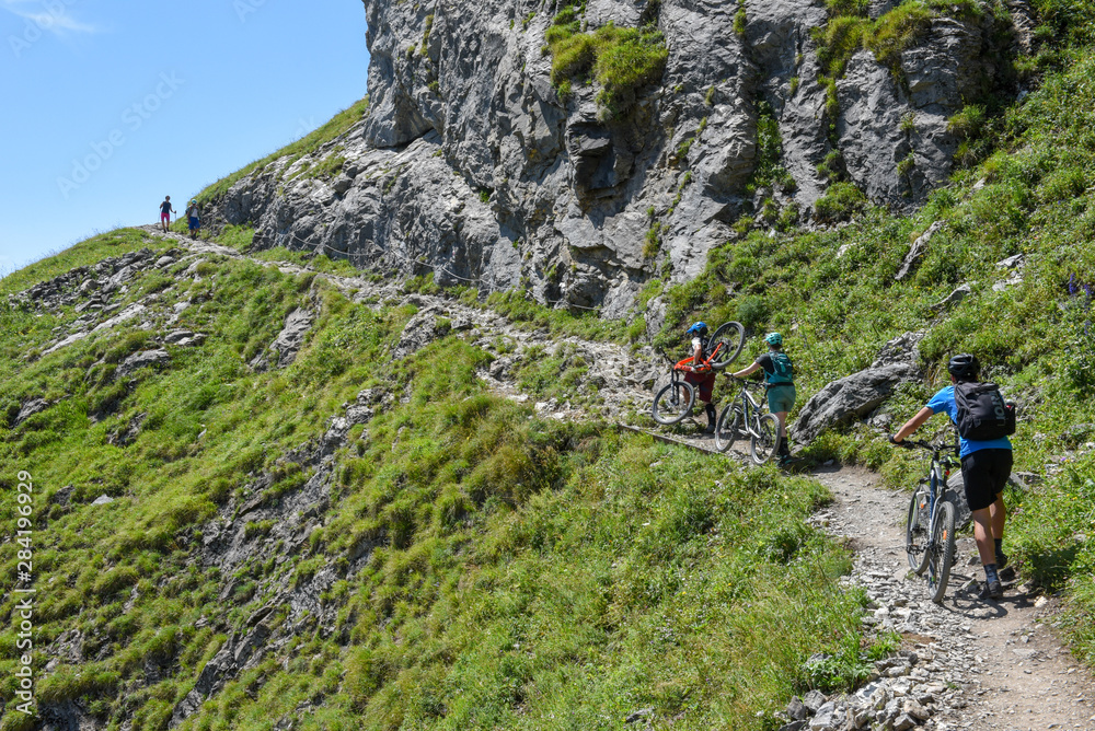 Mountain path at Engstlenalp over Engelberg on Switzerland