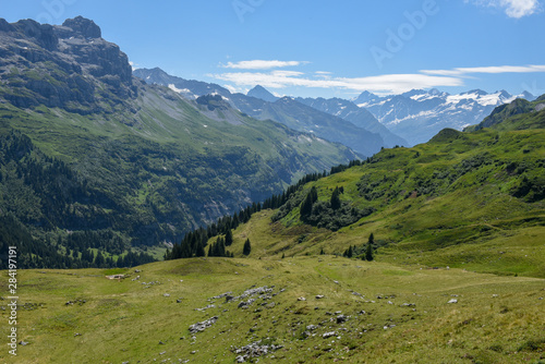 View at the mountains of Bern in the Swiss alps
