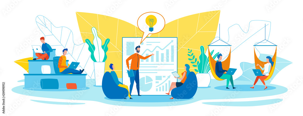 Business Team Office Work Flat Vector Concepts Set Business Team Office Work Flat Vector Concepts Set