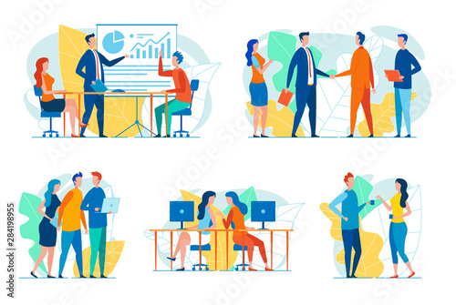 Businesspeople in Work Situations Vector Set