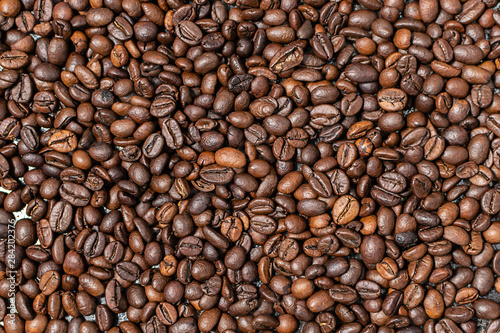 Creative coffee beans background.