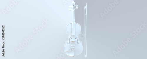 White Violin white gradient background 3d illustration 3d render photo