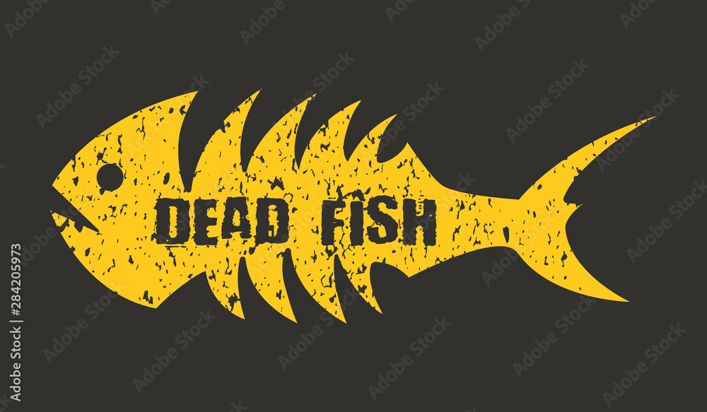 Logo with dead fish and words Stock Vector | Adobe Stock