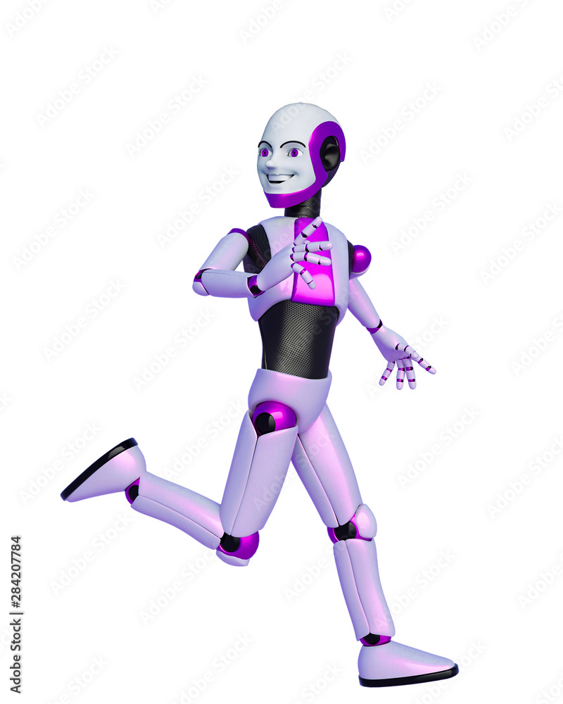 robot boy cartoon walking and looking back robot boy cartoon walking and looking back